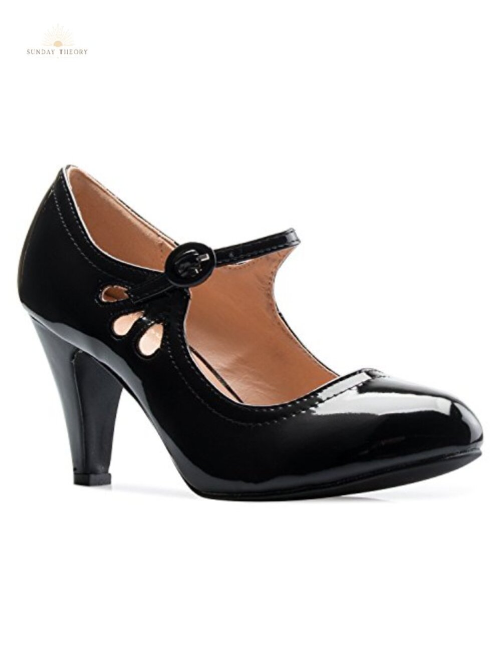 Olivia K Kitten Heels Mary Jane Pumps Round Toe Adjustable Strap